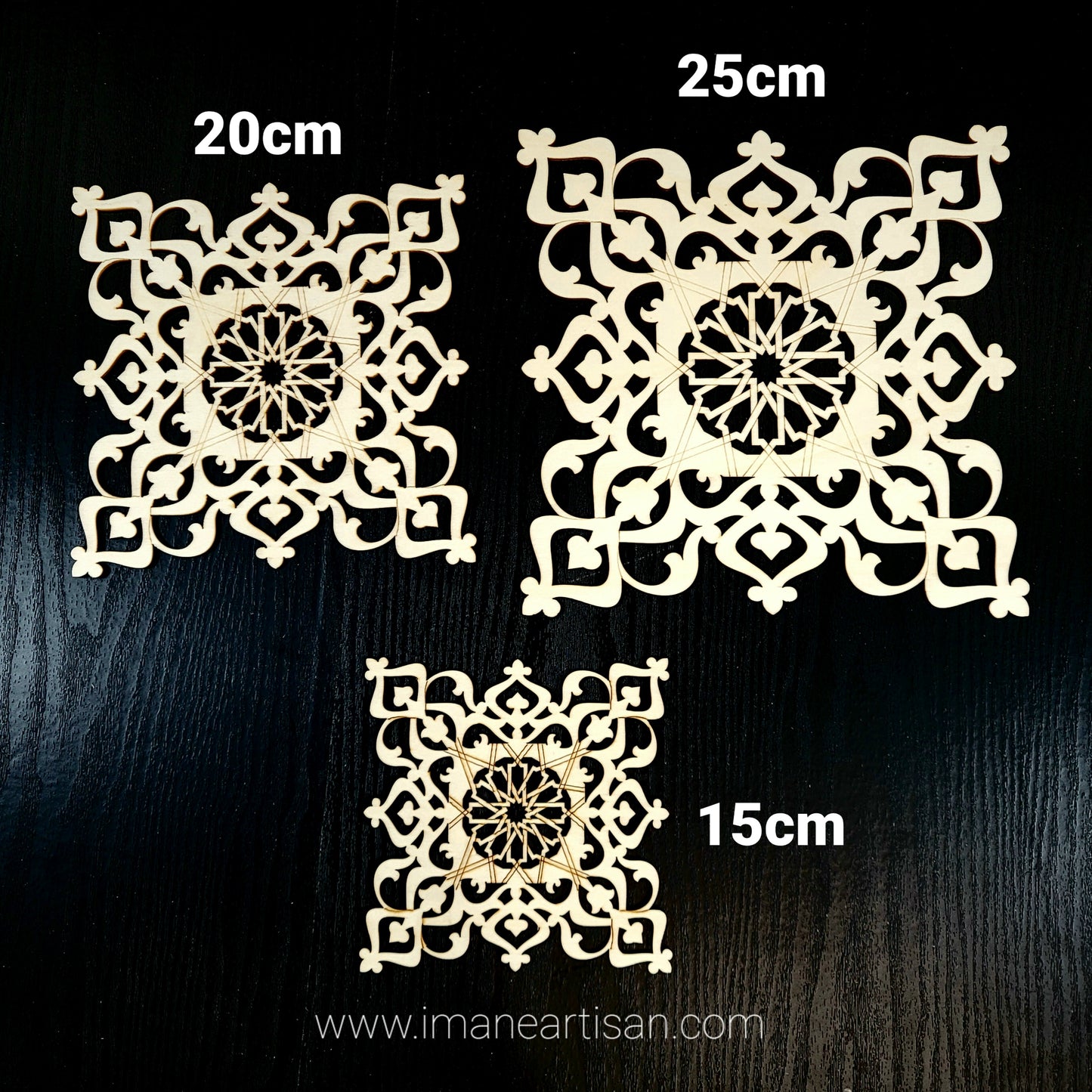 S-005/ Moroccan Arabesque Square / Carved Wood / Laser Cut Wood / geometric Design/ Table decor / wall decor / ceiling decor / Zowaqa