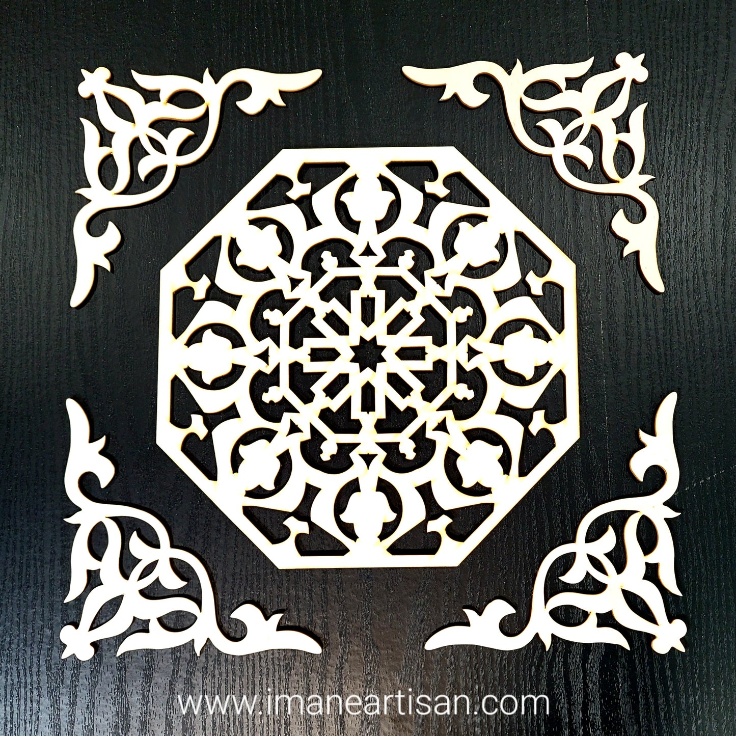 C-005/ Corner Accesory / Moroccan Geometric Art / Carved Wood / Laser Cut Wood / Moroccan Arabesque / Craft and DIY / Zowaqa Maghribia
