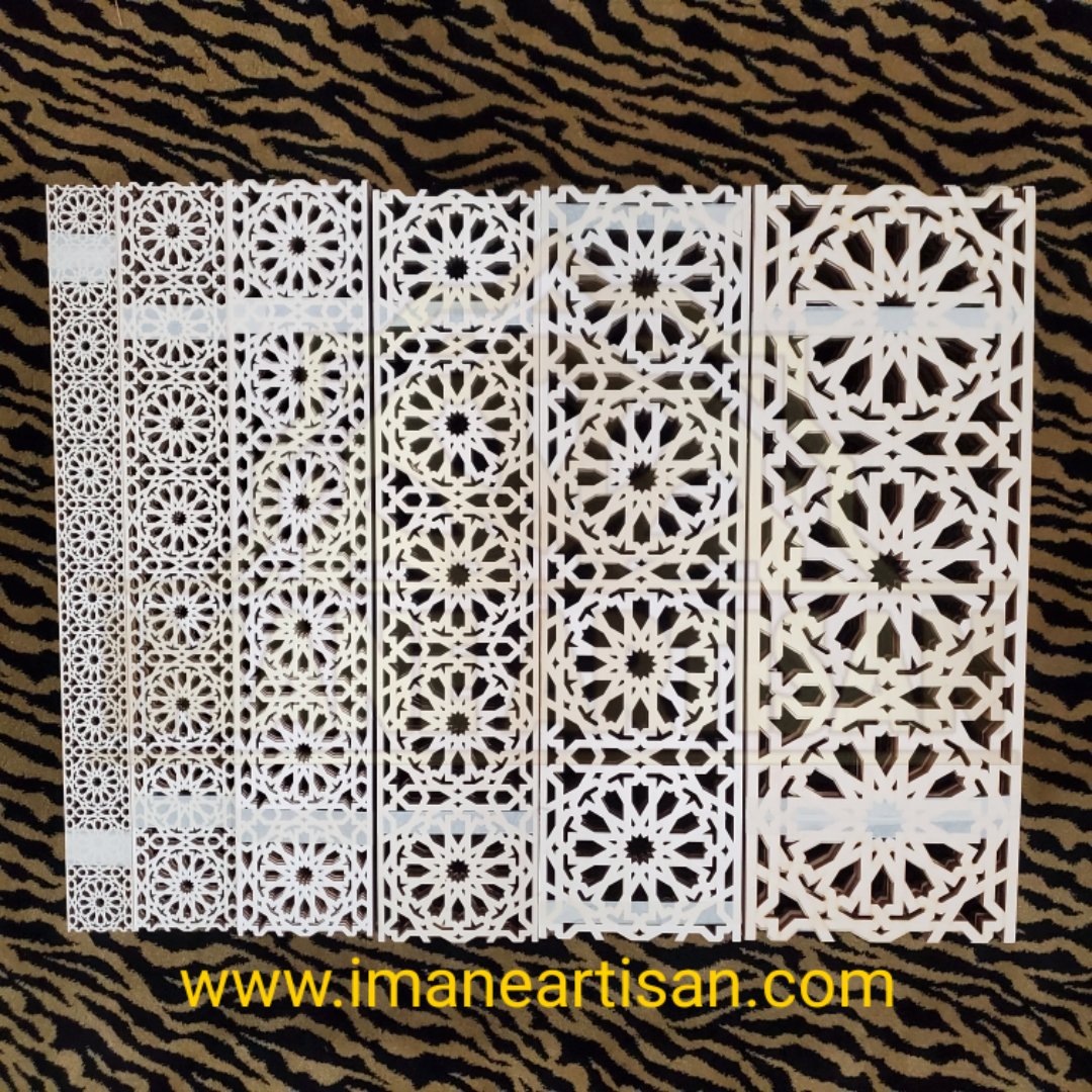 P-001/ Moroccan Geometric Wooden Panel / Carved Wood Panel / Craft /Home Decor/ Wood Pattern /Laser Cut Wood / zowaqa / Moroccan arabesque