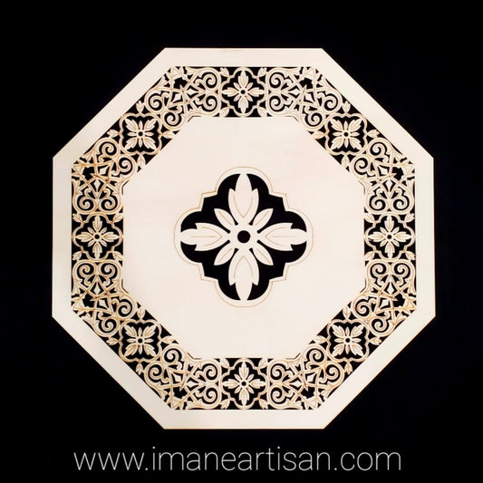 O-008/ Moroccan Arabesque Octagon / Carved Wood / Laser Cut Wood / geometric Design/ Table decor / wall decor / ceiling decor / Zowaqa