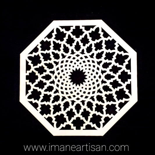 OC-009/ Moroccan Arabesque Octagon / Carved Wood / Laser Cut Wood / geometric Design/ Table decor / wall decor / ceiling decor / Zowaqa