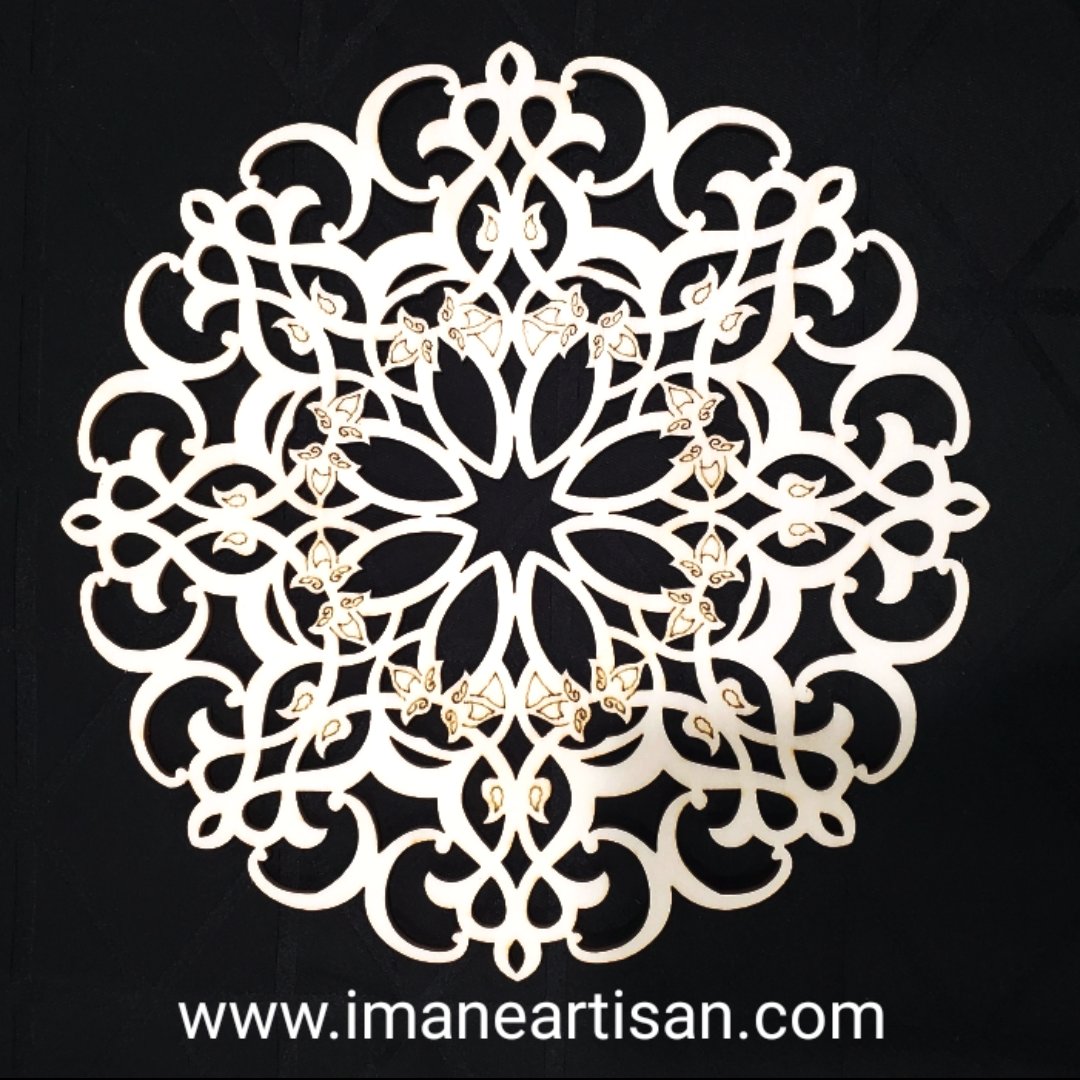 D-001/ Moroccan Arabesque DESIGN / Carved Wood / Laser Cut Wood / geometric Design/ Table decor / wall decor / ceiling decor / Zowaqa