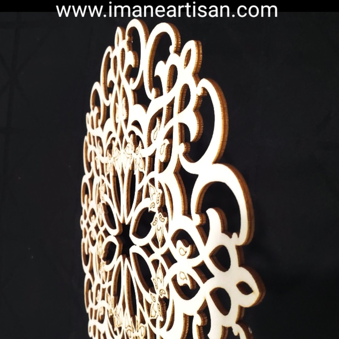 D-001/ Moroccan Arabesque DESIGN / Carved Wood / Laser Cut Wood / geometric Design/ Table decor / wall decor / ceiling decor / Zowaqa